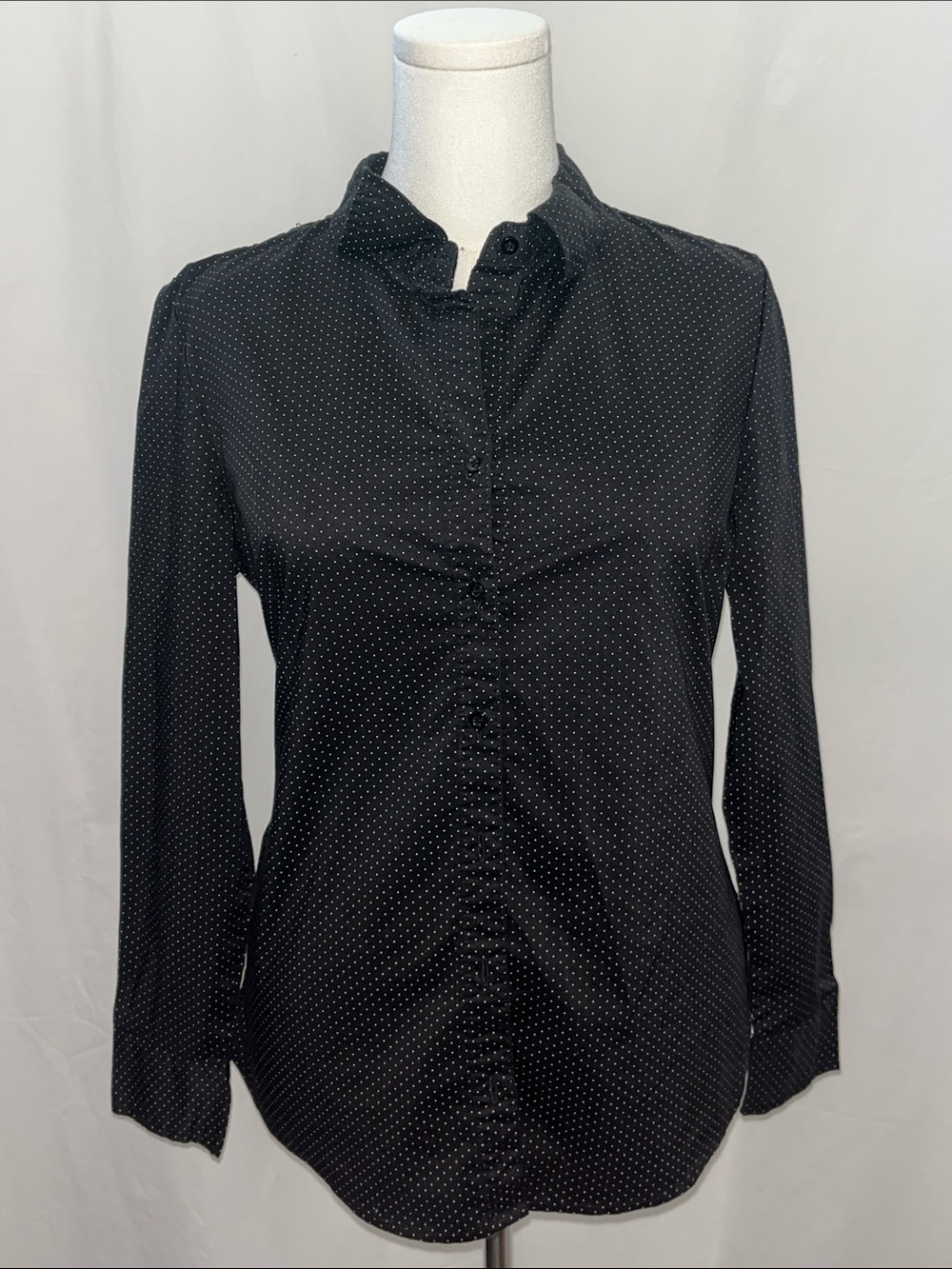 George Black Button-Down Shirt with White Micro Dots